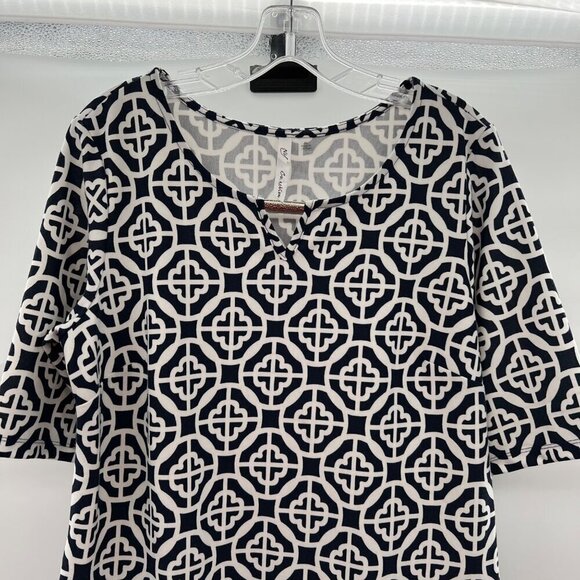 NY Collection Women's Short Sleeve Multicolor Shift Dress Size XL Above Knee - Picture 2 of 9